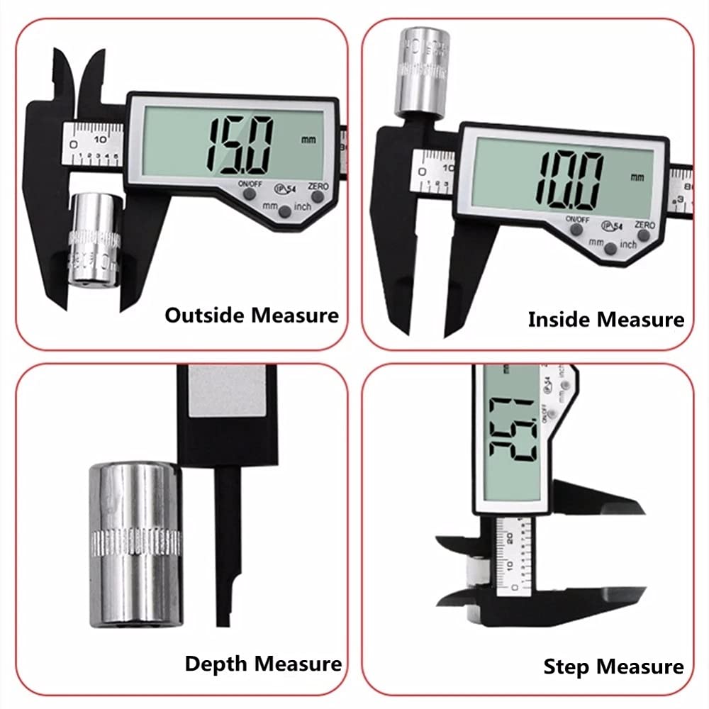 150mm LCD Digital Electronic Vernier Caliper Plastic Waterproof Measuring Instrument Tool