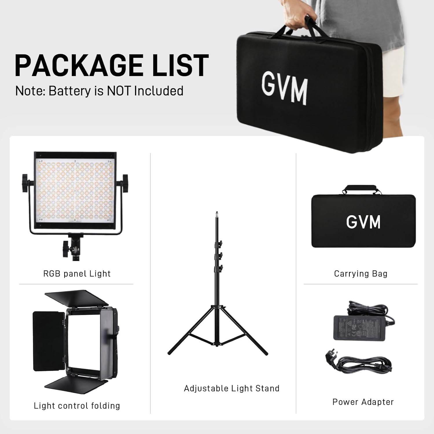 GVM 800D III LED Videoleuchte mit Stativ, RGB, 3200K–5600K Studilicht Fotografie Licht Panel,6X Helligkeit, 19500Lux/0,5m Fotolicht Dauerlicht für Foto Film, 20 Szenen, CRI97+ App-Steuerung (1Pack)