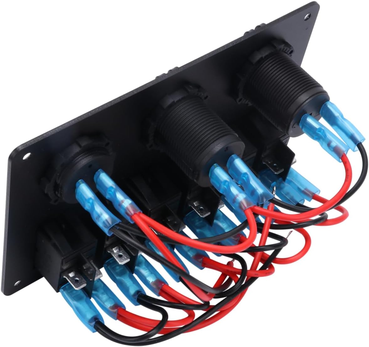 Gatuida Way Switch Panel with Dual USB Charger and LED Voltmeter for Car Boat Yachts Fog Light and Control Black