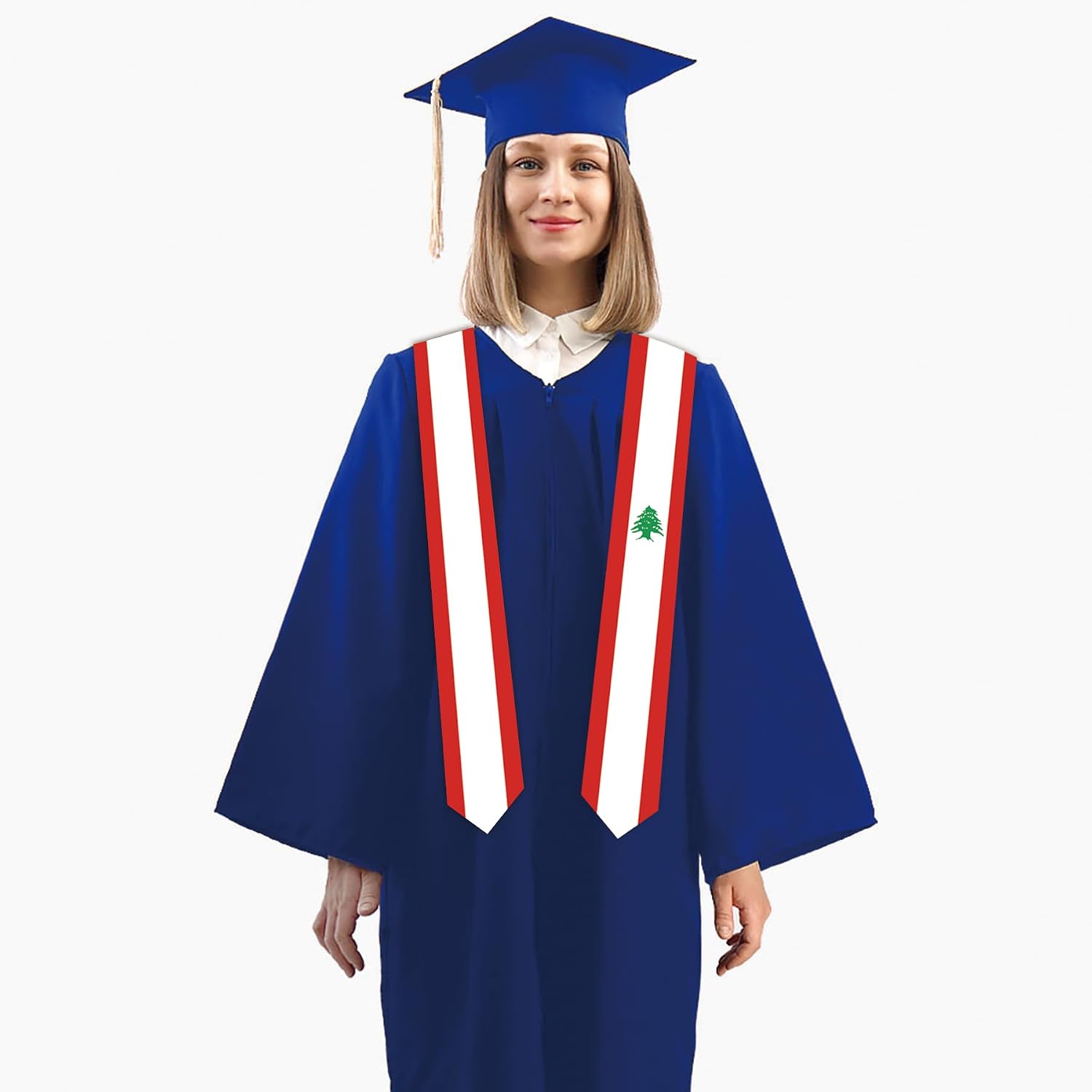 Generic 5.5x72 Inch Lebanon Double Sided International Graduates Stole Scarfs