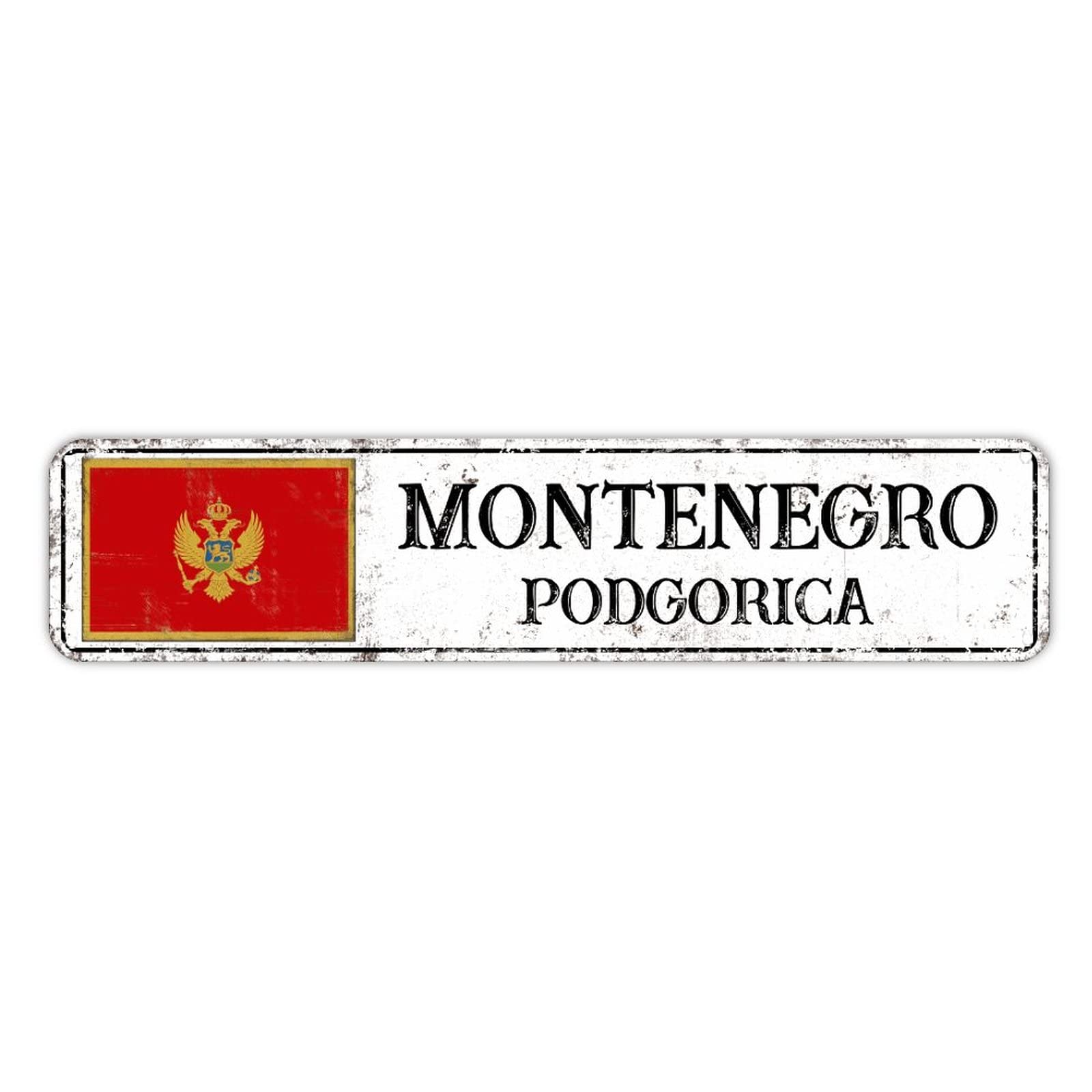 Montenegro Podgorica Beer Metal Tin Signs Patriotic Gift Customized City Wall Metal Signs Shabby Barks & Grill Tin Wall Art Sign Decor for Bar Pub Club Cafe Restaurant Kitchen 4x18in