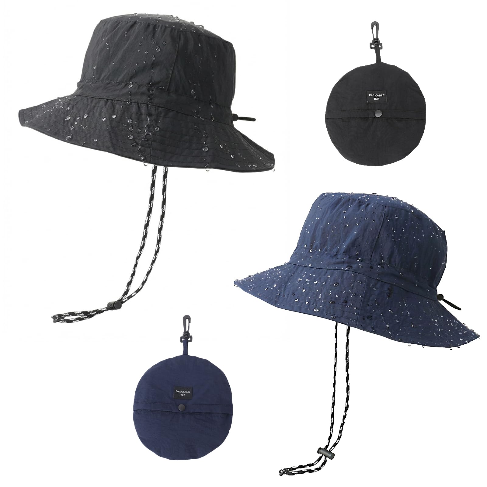 Utensilsto 2 Stück Sonnenhut Damen Herren,Fischerhüte Faltbar Wasserdichter Verstaubarer Sommerhut,Atmungsaktiver Schnelltrocknend Sonnenhüte für Outdoor Aktivitäten