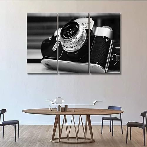 Miniatura 3 de 3 paneles de imágenes retro de cámara antigua, arte de pared sobre lienzo, pintura moderna para el hogar, decoración de pared, sala de estar,