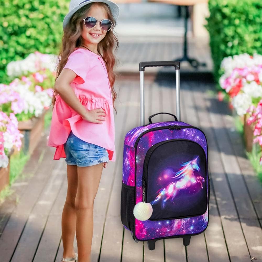 review Kids Luggage for Boys Girls, Cute Rolling Wheels Suitcase for Toddler, Children Travel Carry on Suitcase…