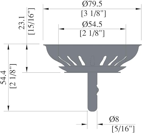 Miniatura 4 de KANARY Colador de repuesto para fregadero de cocina para desagües estándar (3-12 pulgadas), cuerpo de acero inoxidable con tapón de goma