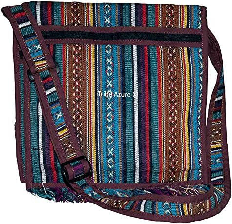 Tribe Azure Woven Adjustable Strap Shoulder Bag Hobo Messenger Women Fashion Handbag Unique Roomy Tassel (Woven Blue)