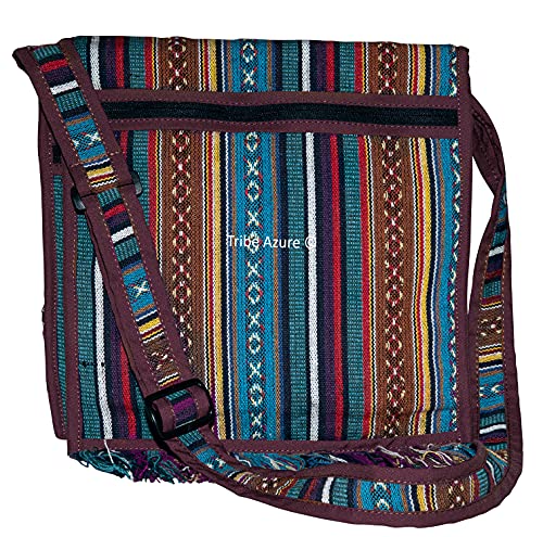 Tribe Azure Woven Adjustable Strap Shoulder Bag Hobo Messenger Women Fashion Handbag Unique Roomy Tassel (Woven Blue) #TOP20