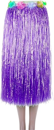 Miniatura 57 de Falda hawaiana de hierba Luau Hula con flores grandes para decoración de fiesta de baile