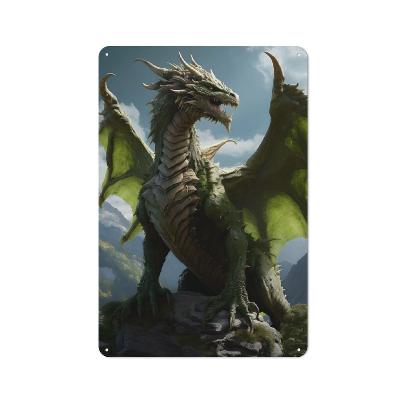 Junmoney Green Earth Elder Dragon Farmhouse Country Metal Sign 30X20cm, Cottage Wall Art For Farmhouse Kitchen, Pantry Or Dining Area