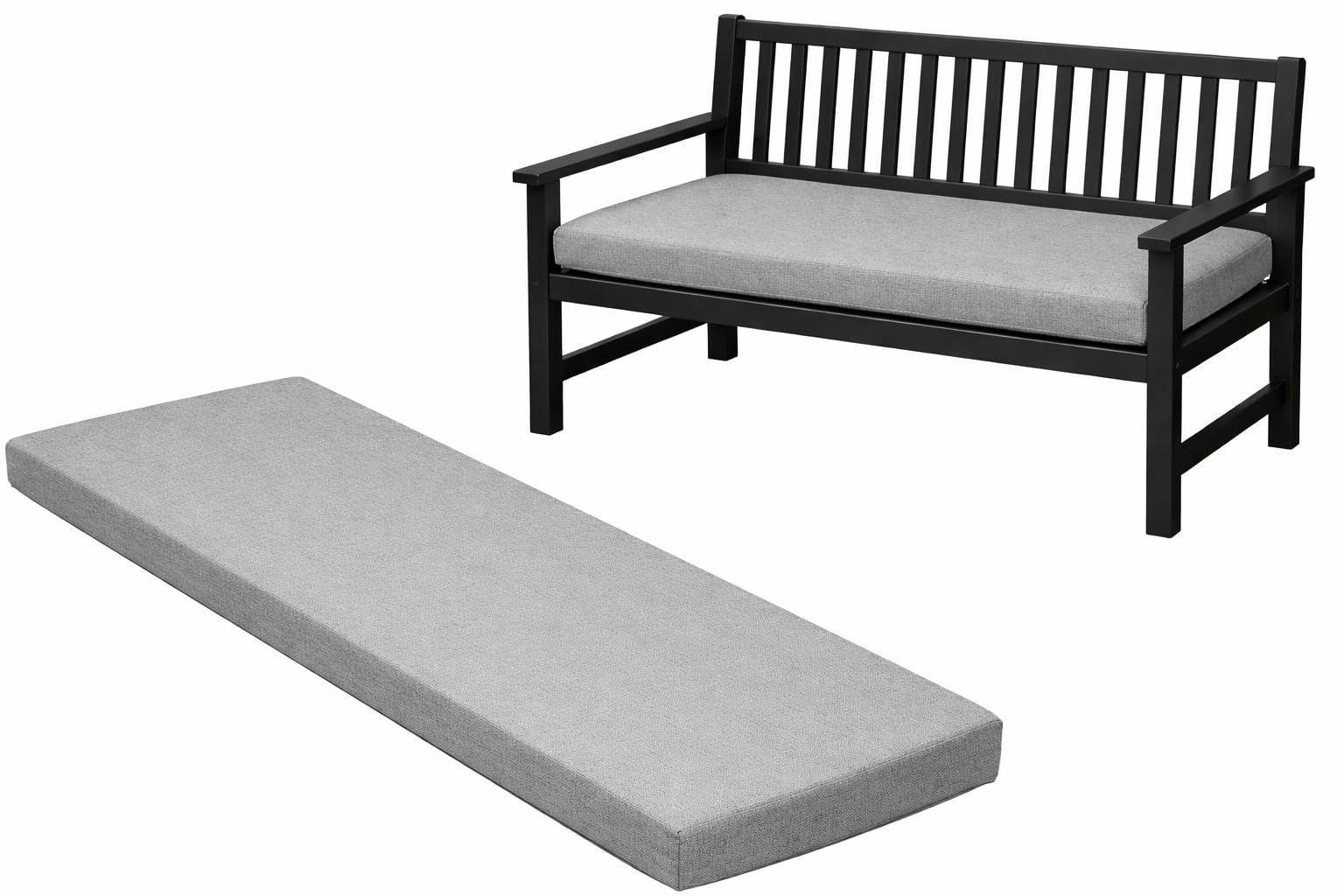 Brillars 2 Seater Bench Cushion 108x45x6cm Thick Bench Pad Mat Garden Patio Seat Cushion Soft Seat Pad for Garden Furniture Chair Cushion Indoors Outdoors, Only Cushion (Silver Grey) — image 1