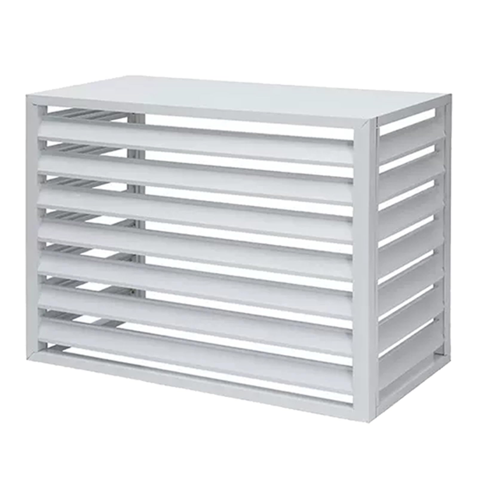 QYMYOZ Sturdy Outdoor Air Conditioner Cover, All-Weather Aluminum AC Unit Protection, Privacy Fence Screen, Durable Condenser Cover, Pool Equipment Barrier, White