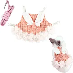 Conjunto de arnês e coleira para furão de coelho coelho, roupas de coelho para coelhos, roupas de vestido de porquinho-da-índia para gatinho furão chihuahua mini cachorro (laranja, M)