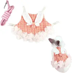Conjunto de arnês e coleira para furão de coelho coelho, roupas de coelho para coelhos, roupas de vestido de porquinho-da-índia para gatinho furão chihuahua mini cachorro (laranja, M)