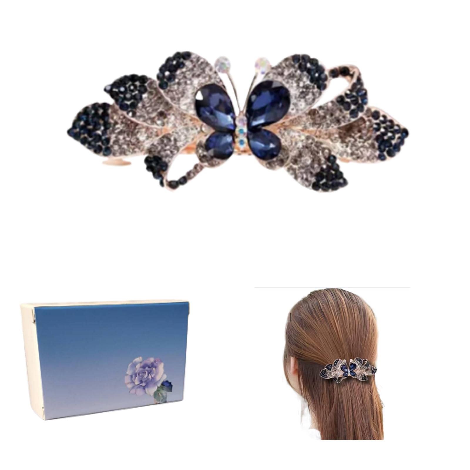 Deep blue crystal hair accessory, rhinestone hair clips, crystal hair pins, large spring clip hairpin for women girls,it is hair accessories for women