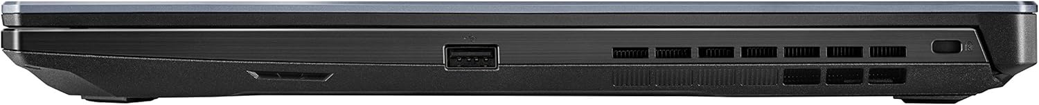 მარჯვენა მხარე view of the ASUS TUF Gaming A17 Laptop showing USB port and cooling vents.