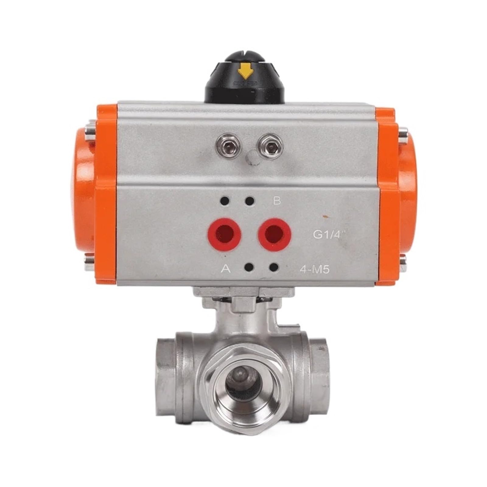 Vanne à bille pneumatique à trois voies en acier inoxydable 304 Q611F-16P à double effet de 2,5 à 1,3 cm (type L)