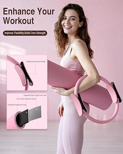 Miniatura 3 de Kit de pilates para mujer, entrenamiento en casa, juego de anillo y pelota con 3 bandas de resistencia de tela, bola de masaje, kit de iniciación de