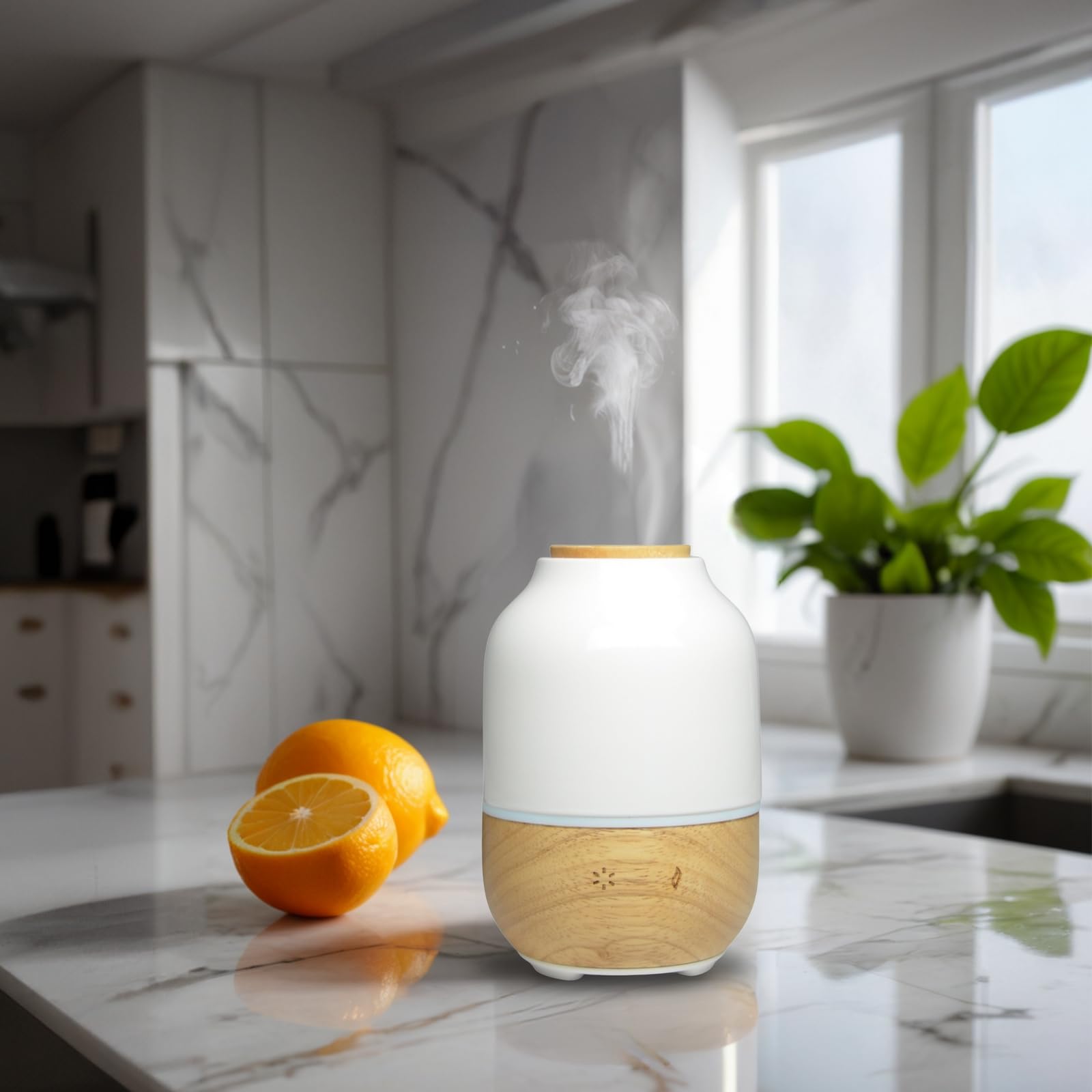 Zen'Arôme - Difusor ultrasónico de aceites esenciales Purisia (hasta 40 m²) - Difusión en frío para aromaterapia - Modo continuo o alternado - Iluminación multifunción - Cerámica y madera