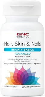 GNC Women's Advanced Hair, Skin & Nails Daily Multivitamin Blend for Women, Clinically Studied Beauty Support Containing Biotin, Hyaluronic Acid, Collagen, Lutein, 60 Caplets