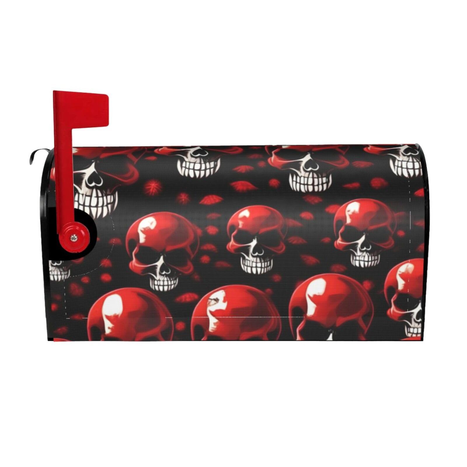 Red Skeletons Print Mailbox Cover Wraps Post Letter Box Cover Decor For Outside Garden Yard Farmhouse Home