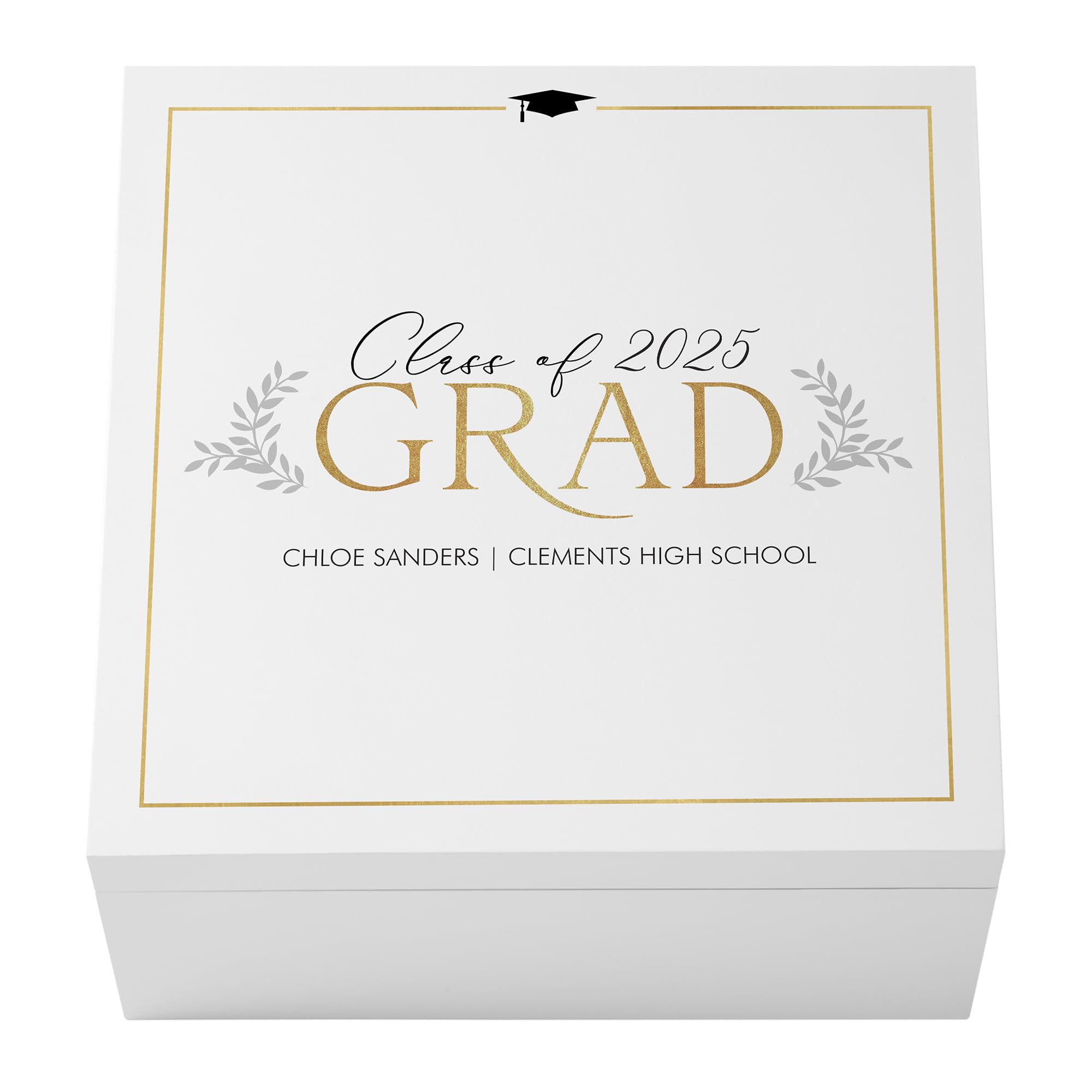 Let's Make Memories Personalized Keepsake Box - For Graduation - Class of 2025 - Graduate Memento Box - Customized for any Grad and School - Branch Out - 12