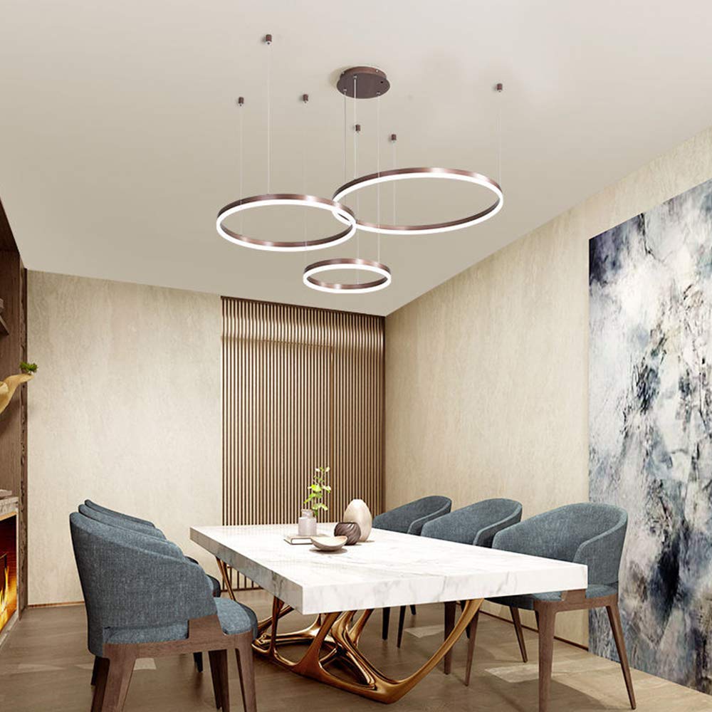 AufuN 72W LED Kronleuchter Mit 3 Ringen - Dimmbar 2800K-6000K, Kristall & Edelstahl