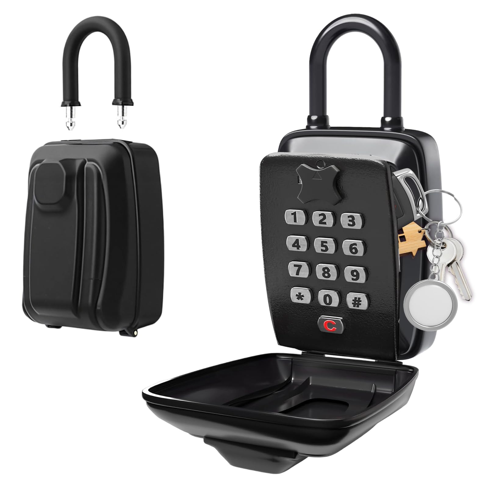 Key Safe Padlock Style Outdoor, Police Approved 12-Digit Combination Lock Box