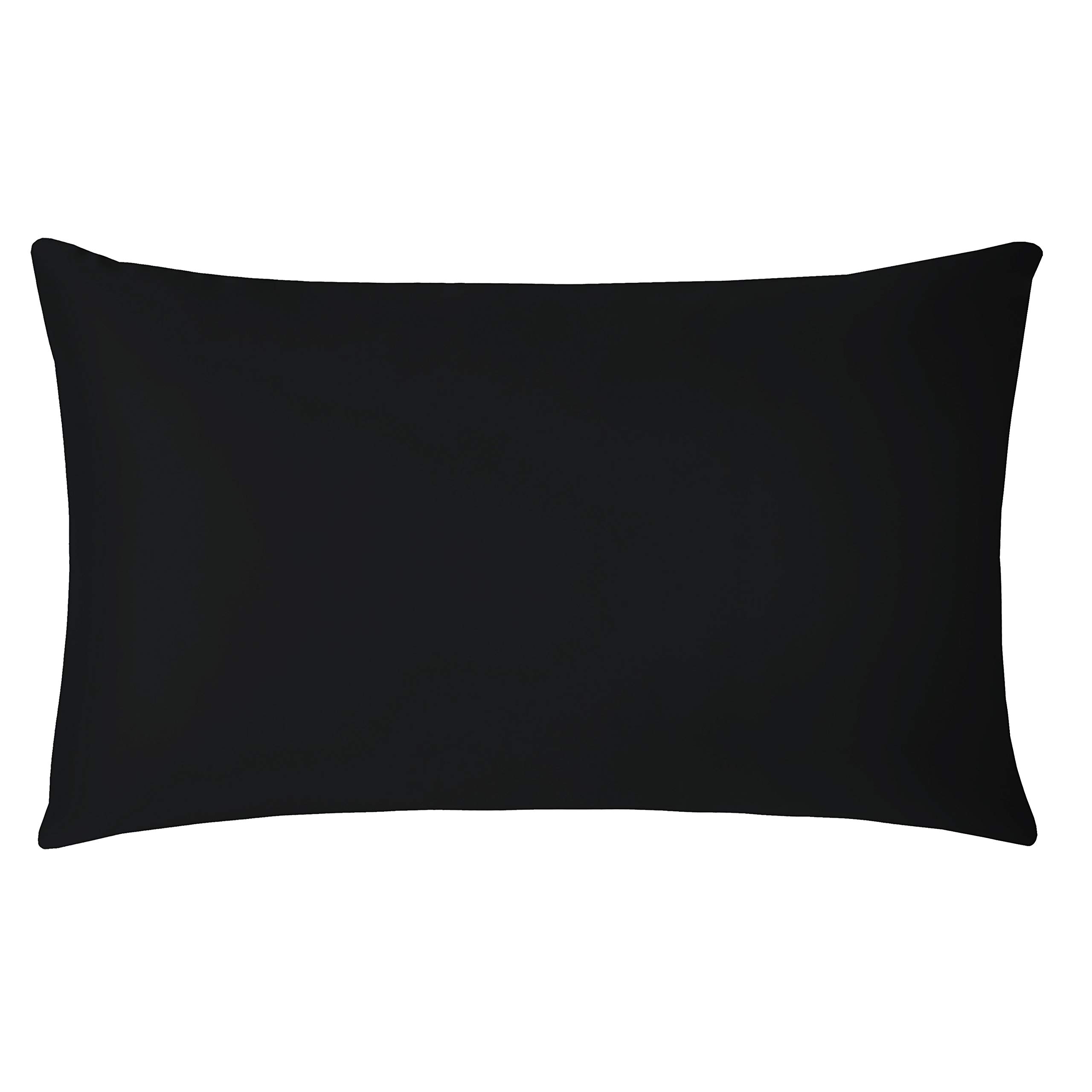 Brit Cotton Housewife Pillow Cases/Cover 4 Pack 100% PolyCotton Plain Dyed Envelope Closure Breathable Fabric for Bedroom UK Standard Size(50cmX75cm, BLACK)