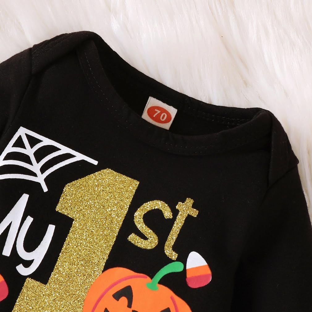 Baby Girl Halloween Costumes My 1st Halloween Outfits Romper+ Tutu Skirt+ Striated Leg Warmer+ Bunny Headband Outfit Set - Image 4