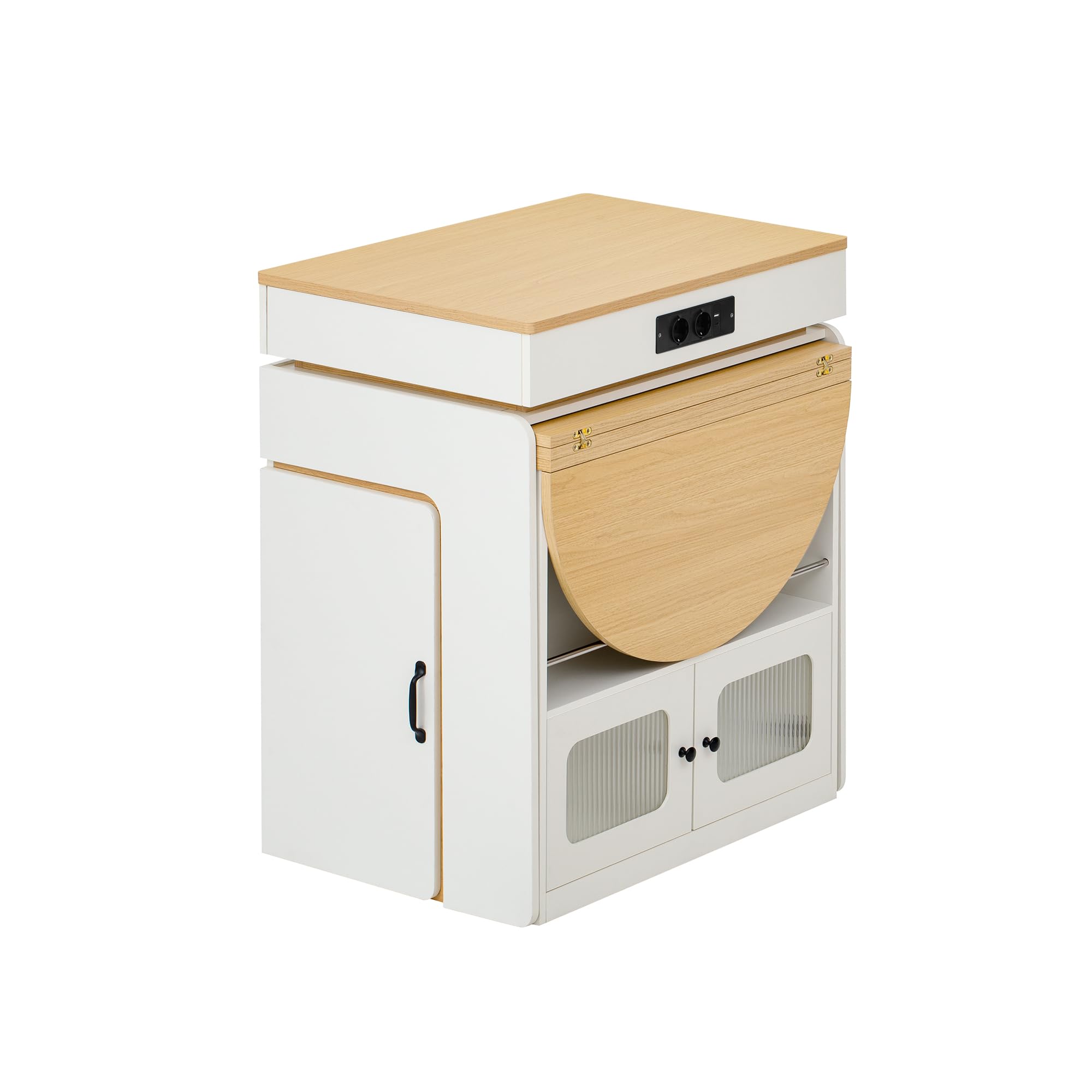 Isola da cucina con ruote, tavolo da pranzo allungabile, credenza con cassetti, credenza o tavolo da bar per cucina e sala da pranzo, bianco