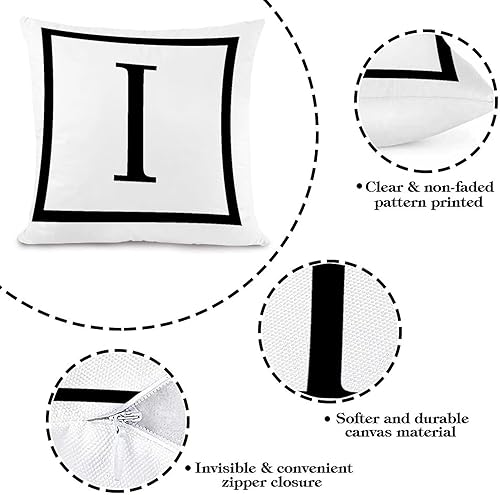 Miniatura 8 de Fundas de almohada decorativas con monograma de letra I de 18 x 18 pulgadas, fundas de almohada cuadradas con inicial, fundas de cojín para sofá,