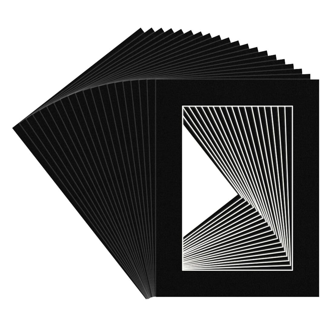 Procut Global 16x12" Black Picture Mounts for Frames - Fits 12x8" Aperture Size - Precision Cut Cardboard Photo Mounts - Mat Board for Prints, Artwork & Paintings - Pack of 20 โ image 1