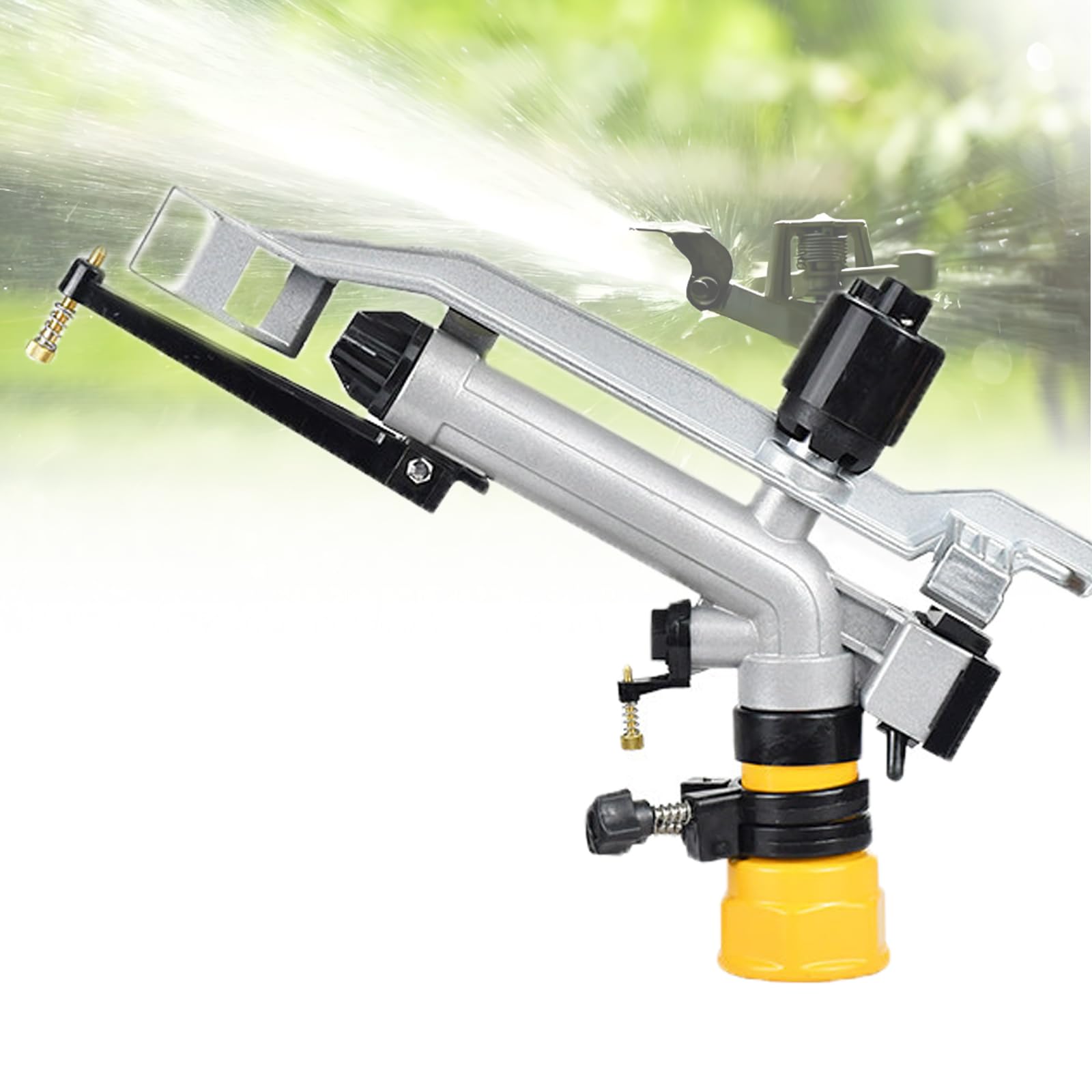 Zraszacz do nawadniania udarowego, regulowany pistolet natryskowy o 360 stopni, stop aluminium, długi zasięg 18-30 m do gospodarstwa, sadu, przedszkola, trawnika ogrodowego nawadniania rolniczego