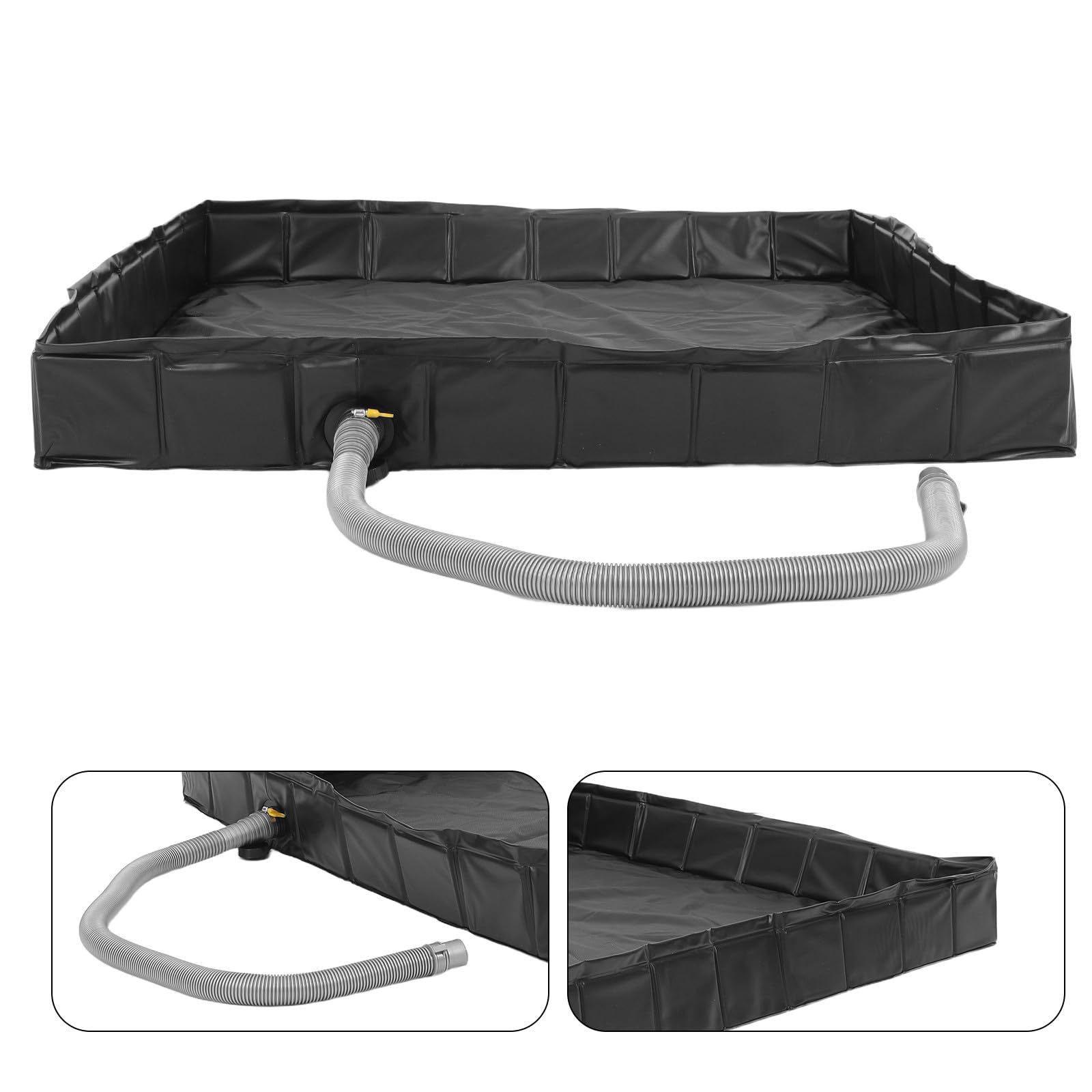 INOOMP Base de Ducha para Exteriores Plegable con Desagüe Desmontable | Pvc y Pp Negro, Uso en Suelos de Cabina y Exteriores, Diseño Multiuso para Pies