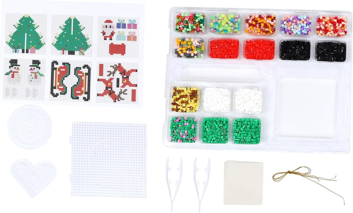VILLCASE Fuse Beads Kit Festive Craft for Boy Girl Creative Christmas Ornament Art Activity for Boy Girl Holiday and Decoration