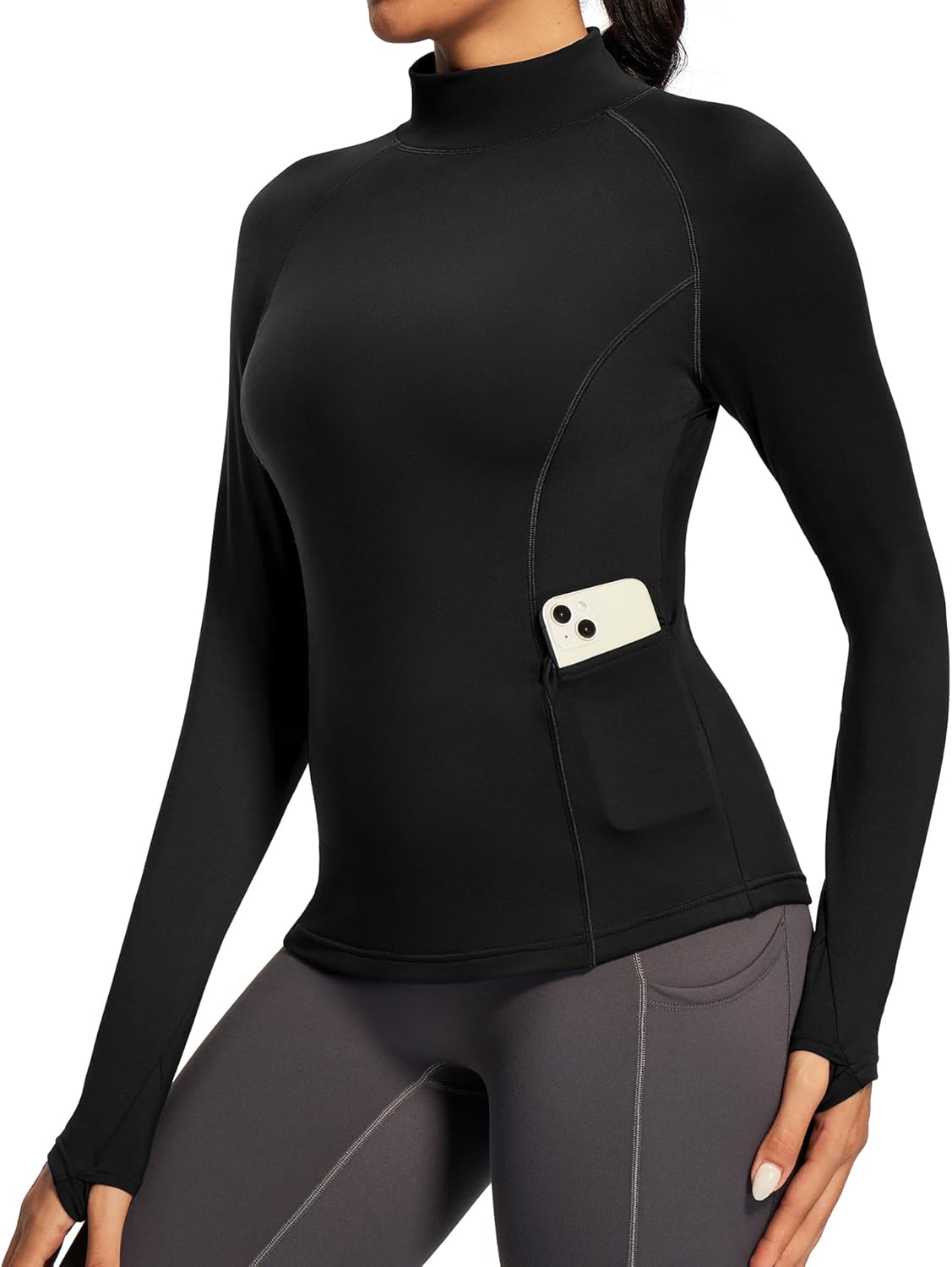 IUGA Workout Thermal Shirts for Women Turtleneck Long Sleeve Fleece Lined Tops Winter Running Gear with 2 Side Pockets IUGA Workout Thermal Shirts for Women Turtleneck Long Sleeve Fleece Lined Tops Winter Running Gear with 2 Side Pockets