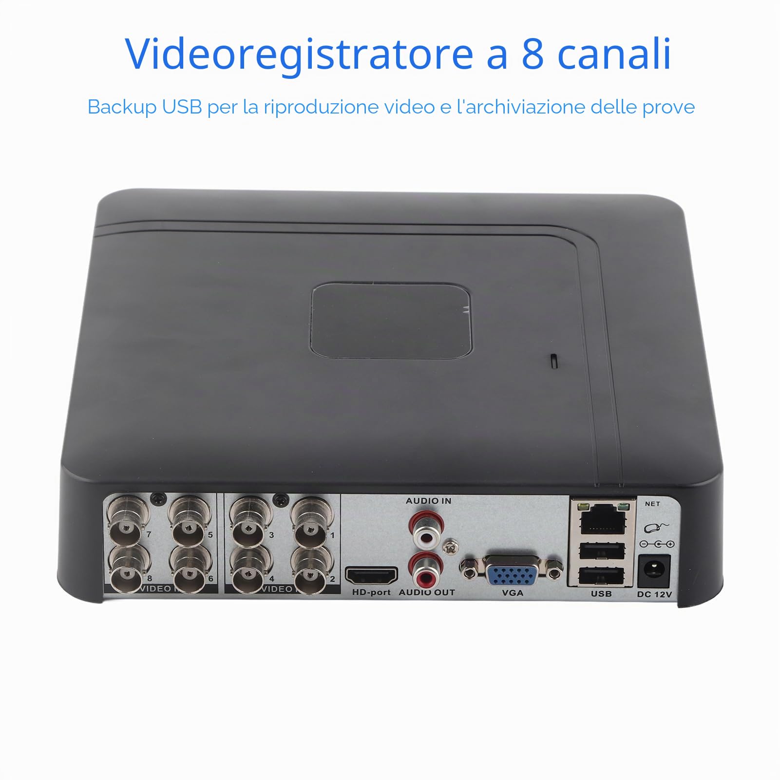 CCTV DVR 8 Canali per Videosorveglianza, AHD/CVI/TVI/DVR/NVR 5 in 1 Telecamera in Tempo Reale Videoregistratore, Home Surveillance Camera System Kit (EU)