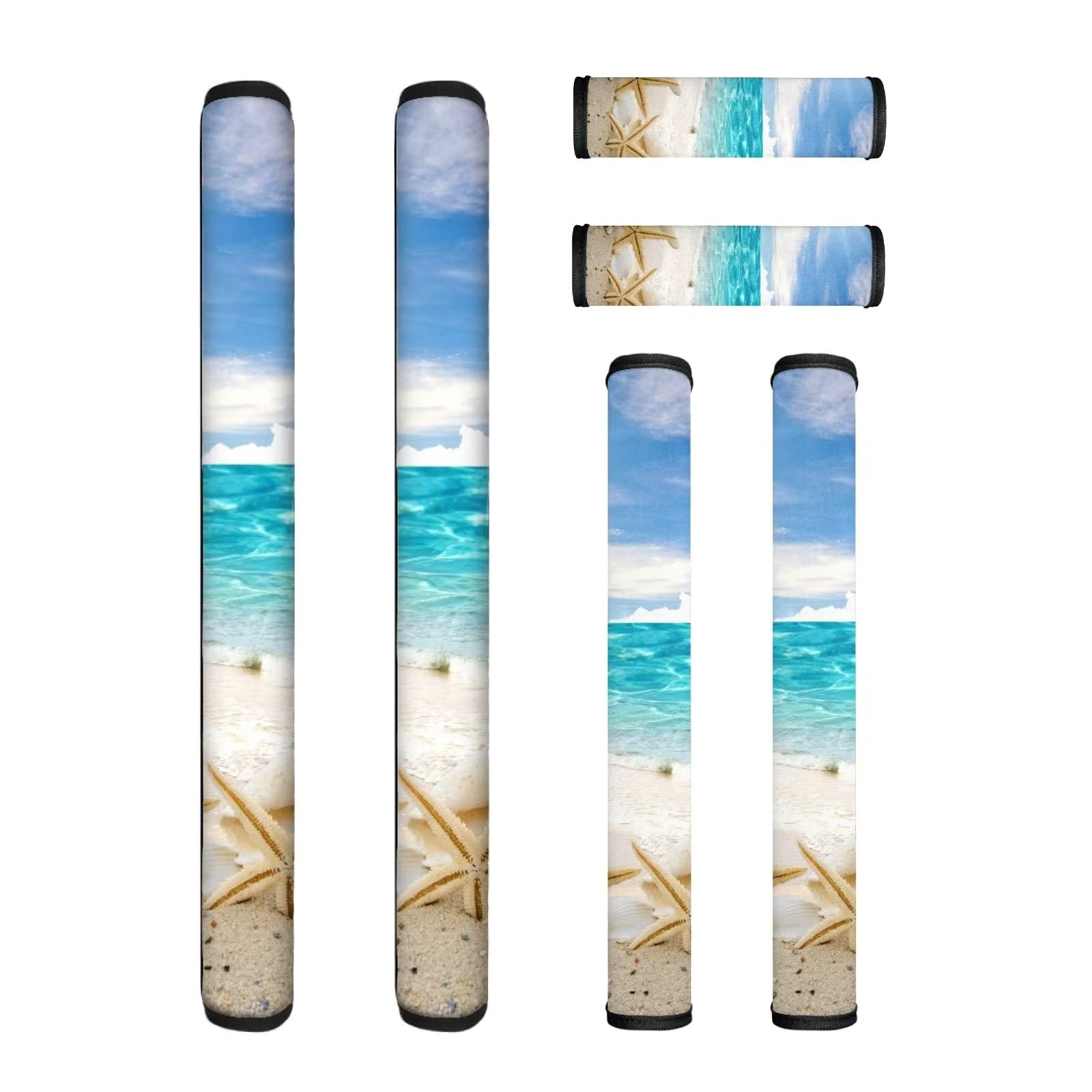 6 PCS Refrigerator Door Handle Covers Washable Anti-Skid Protector for Fridge Dishwasher Oven Keep Off Fingerprints Liquid Oil Stain Food Spot for Home Coastal Decor, Beach Blue Sky