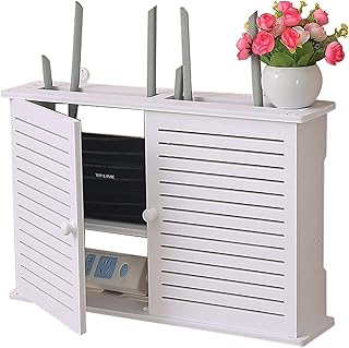 Router rack Wall-mounted Floating WiFi Router Shelf/2 Tiers Set-top Box Supports/Storage Wall-Mounted Shelf Bracket/Home And Office WiFi Router Adjustable Cable Box