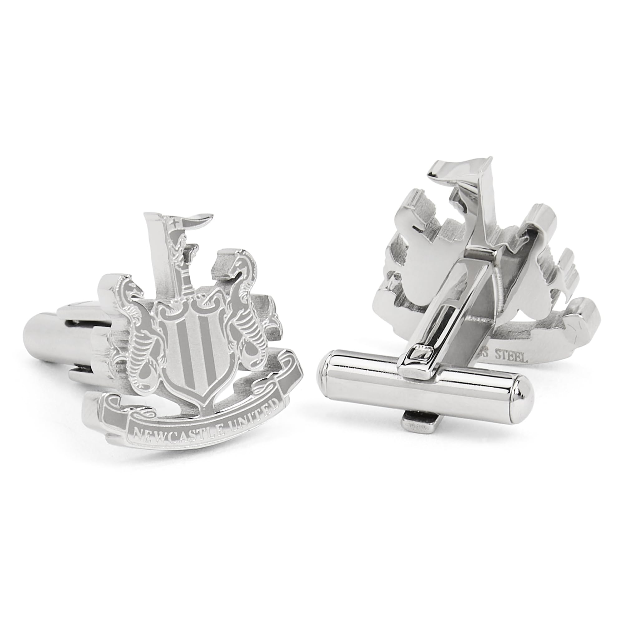 Newcastle United FC Official Mens Stainless Steel Cufflinks – Engraved Club Crest Shirt Accessories – Luxury Gift Box – Ideal Magpies Football Gift