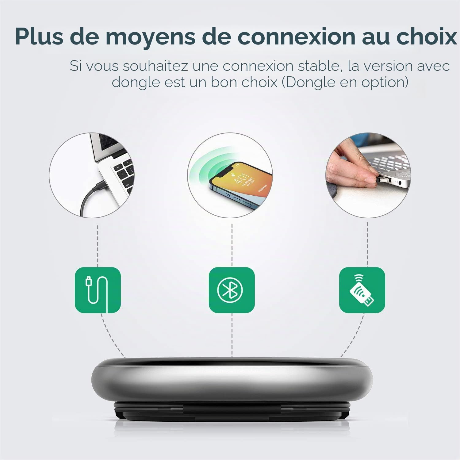 Yealink Haut-Parleur pour Conférence CP700 Certifié Teams,Enceinte Portable Bluetooth USB A,Conférence Microphone,Connexion avec Ordinateurs Portables, Smartphones et tablettes