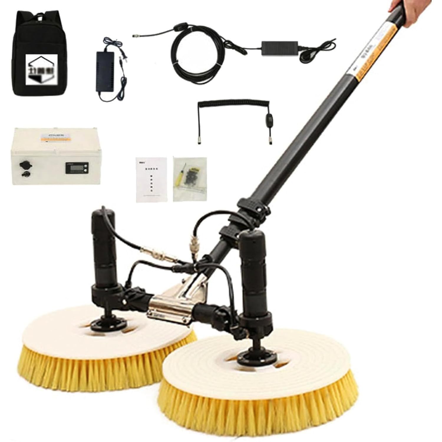 OLSKFUH Solar Panel Cleaning Kit With Rotating Brush, Water Fed Pole, And Dual Power Supply For Efficient Photovoltaic Maintenance,size_name-5.5M/18FT