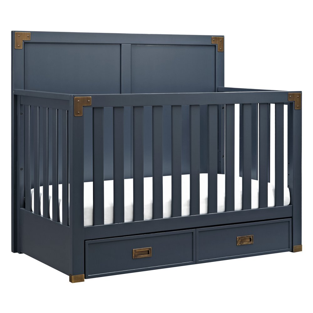 Baby Knightly Wyatt 4 in 1 Convertible Crib in Graphite Blue
