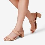 DREAM PAIRS Women's Two adjustable Strap Heels Open Toe Slip on Low Block Chunky Sandals Dress Summer Mules Shoes