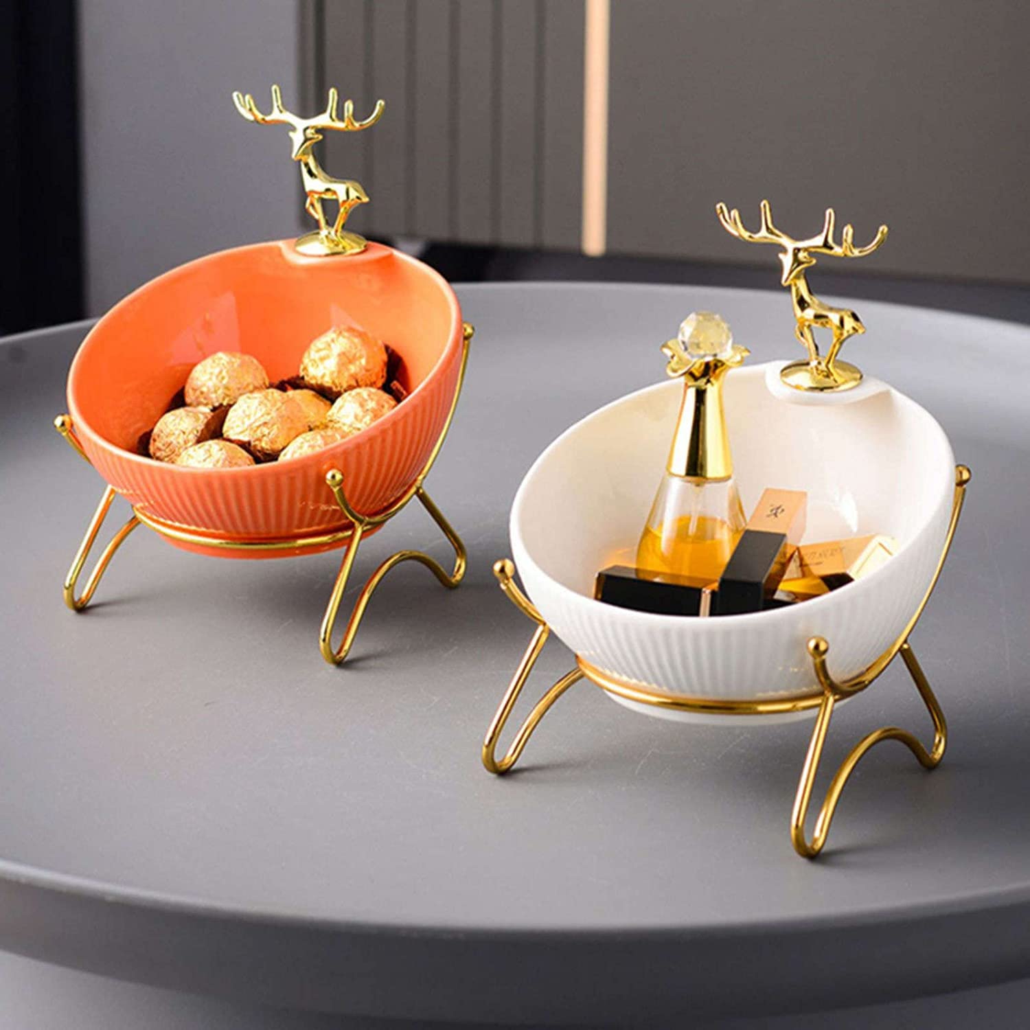 Cuenco De Cerámica Para Llaves Y Dulces - Decoración De Mesa, Forma De Bola Blanca, Regalo Para El Hogar