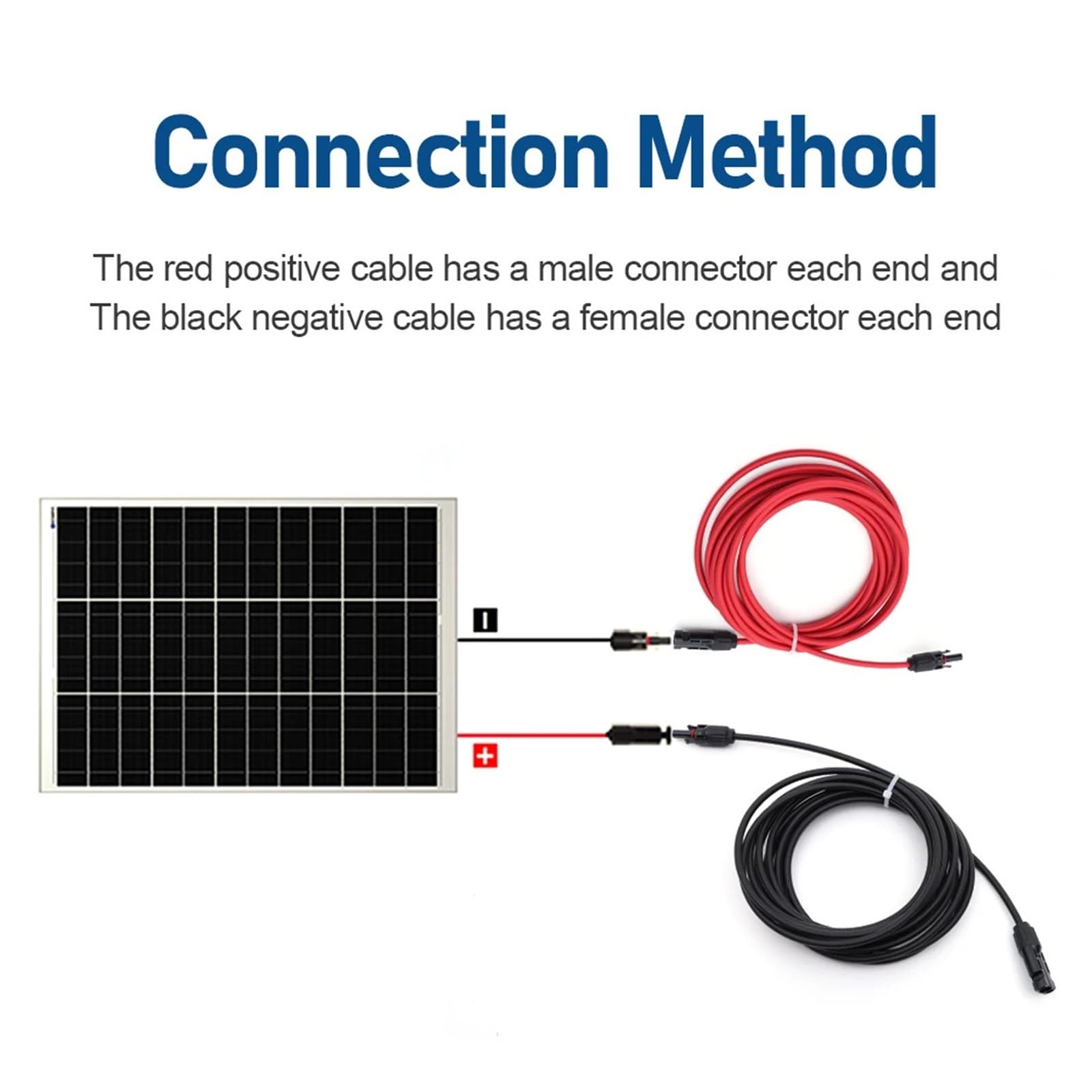 Kable solarne 1 para kabli solarnych o długości 6 m i 4 m, czerwone i czarne złącza słoneczne DC, 1000 V i 1500 V (4 mm 2 3 m)