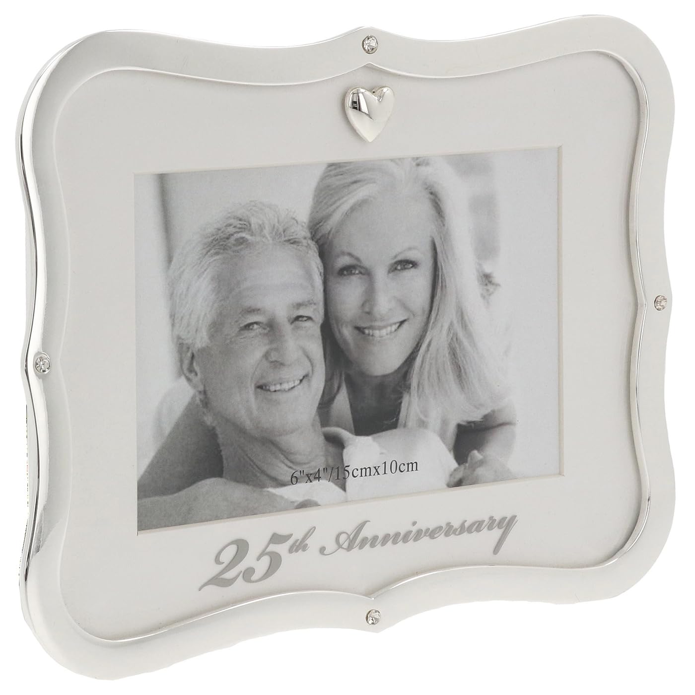 Shudehill Giftware 25Th Anniversary Celebration Frame - 40Th Or 50Th Anniversary 6X4 Inch Silver Photo Frame (25Th)