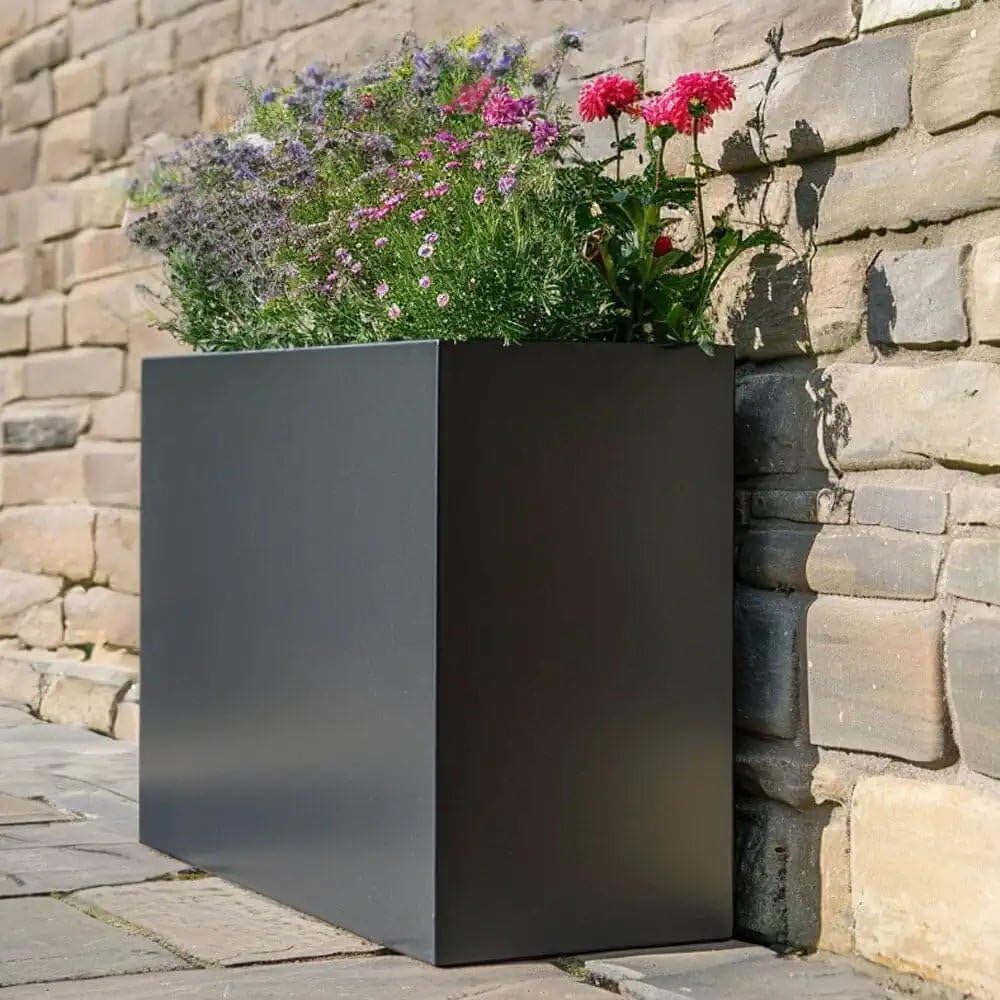 90cm Long Zinc Matte Grey 60cm Tall Trough Planter - Galvanised Aluzinc - Rustproof, Frostproof, Lightweight