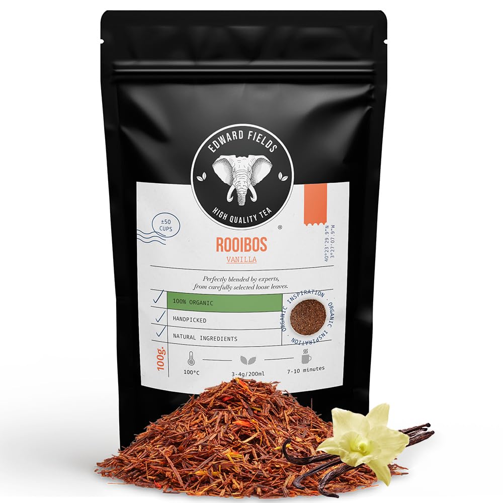 Rooibos orgánico a granel con Vainilla, infusión ecológica sin teina, 100g