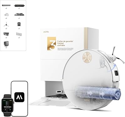 MOVA S70 Ultra Roller robot aspirador con 32.000 Pa de succión y fregado HydroForce, navegación CovertSense, tecnología AutoShield, doble sistema antienredos, control por voz estación base todo en uno